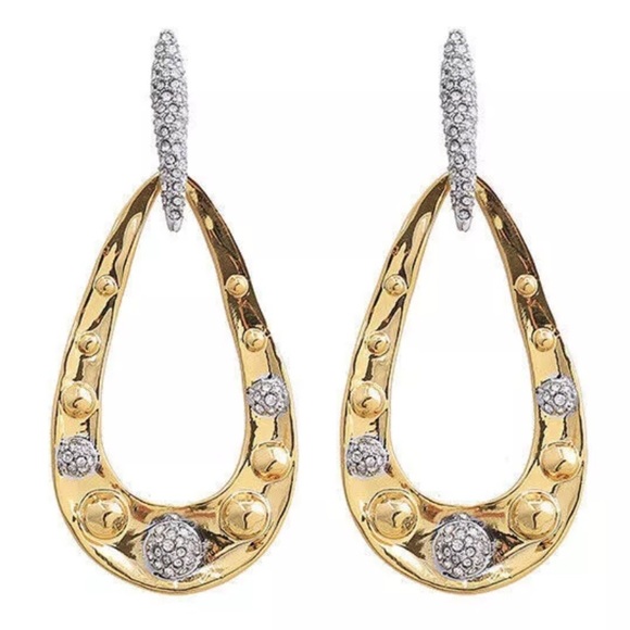 ALEXIS BITTAR • Gold Crystal Encrusted Molten Dot Liquid Link Earrings - Picture 5 of 9